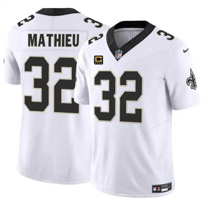 Men & Women & Youth New Orleans Saints #32 Tyrann Mathieu White 2024 F.U.S.E With 4-Star C Patch Vapor Limited Stitched Jersey->new orleans saints->NFL Jersey